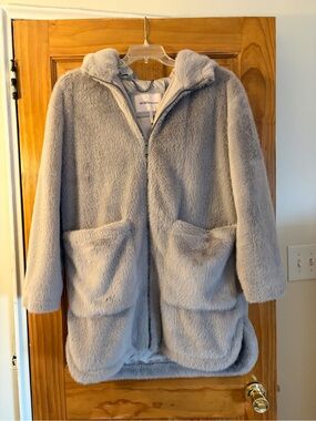 BCBGeneration Light Gray Faux-Fur Puffer Jacket